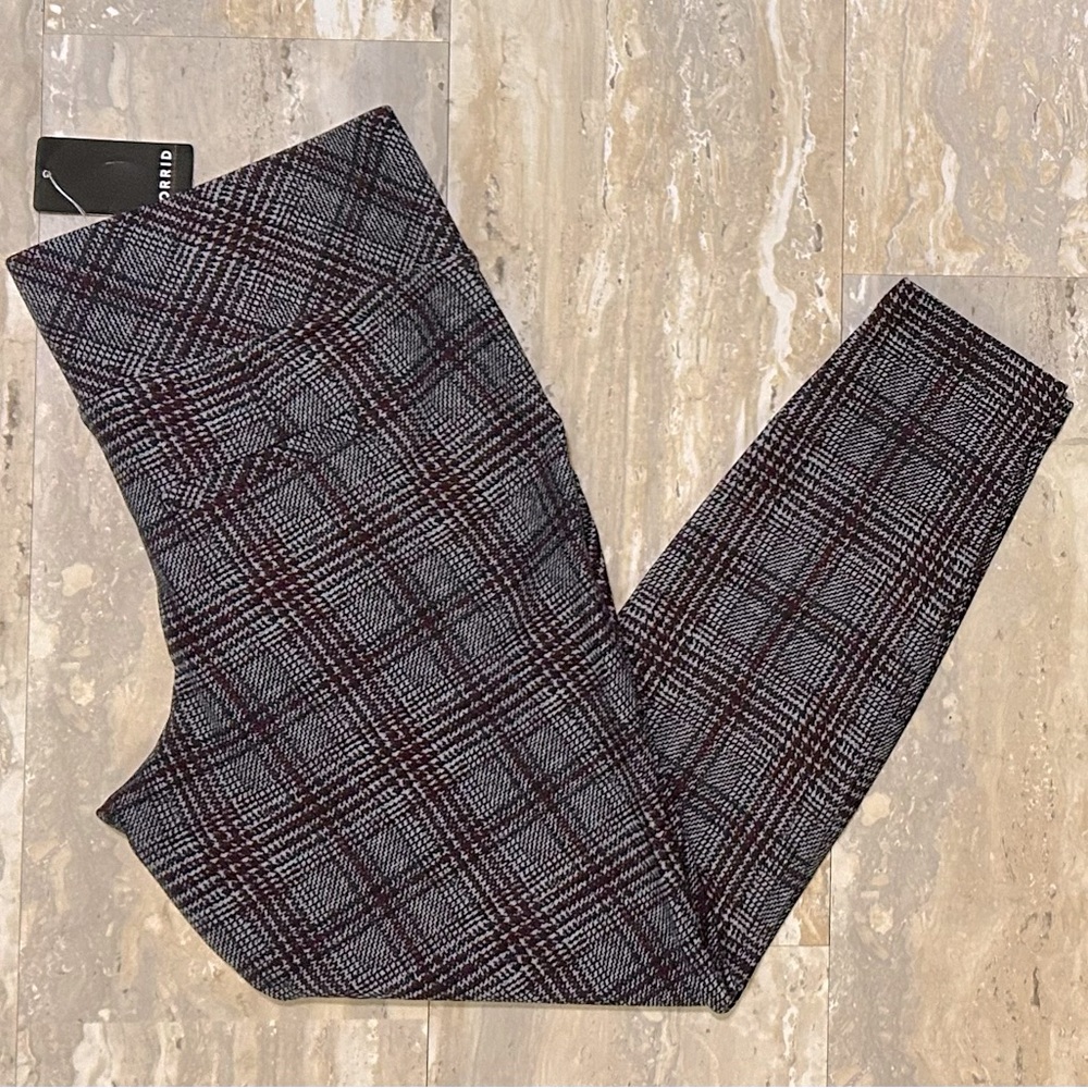 Torrid Plaid Pixie Ankle Crop Ponte Knit Pull On Pants High Rise Pockets M/L